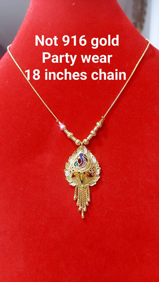 Enamel peacock chain with fixed pendent