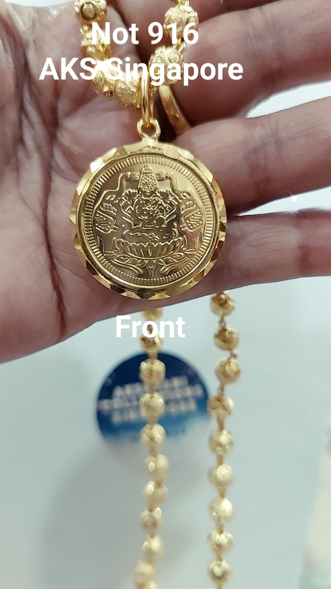 Mahalakshimi locket with gold cz beads