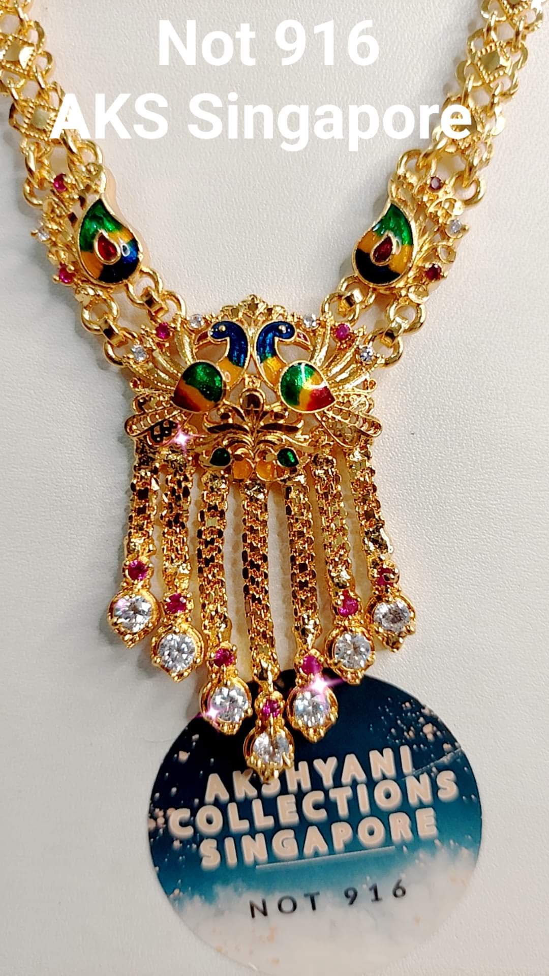 Peacock meenakari chain